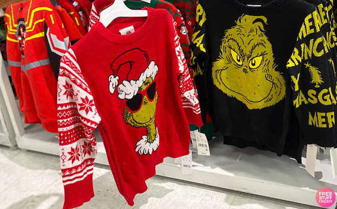 The Grinch Knitted Pullover Sweater in Red Color