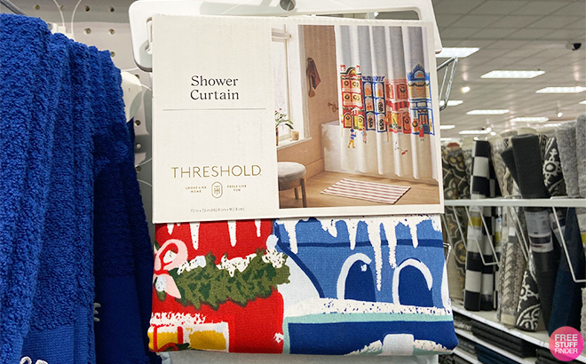 Threshold Christmas Bathoom Shower Curtain at Target