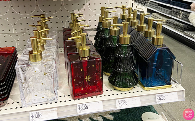 Threshold Christmas Bathoom Soap Pump Dispensers on Shelves at Target