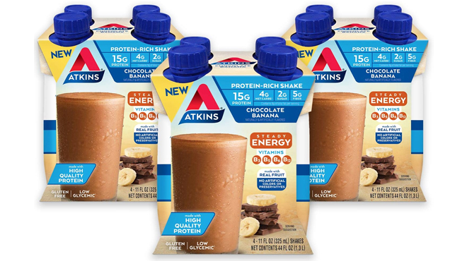 Twelve Atkins Chocolate Banana Protein Shakes