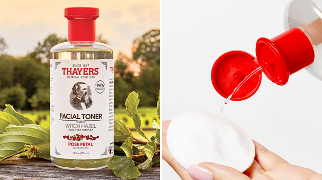 Two Images of Thayers Hydrating Rose Petal Witch Hazel Facial Toner