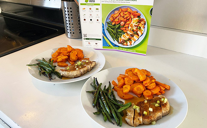 Two Plates of Food on a Kitchen Counter