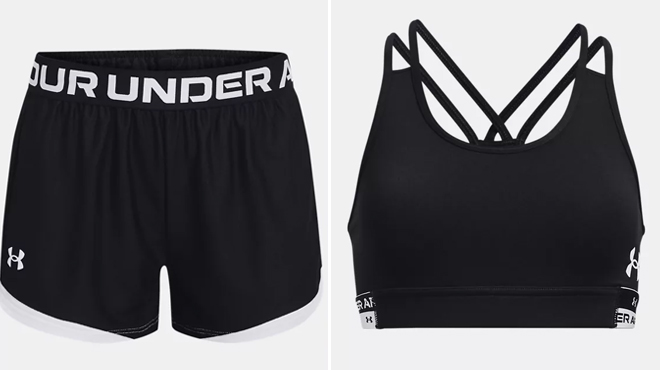 Under Armour Girls UA Play Up 2 0 Shorts and HeatGear Armour Sports Bra