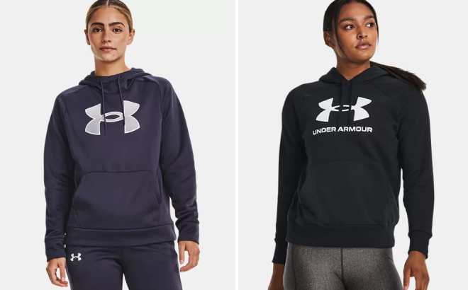 Under Armour Womens Fleece Hoodie and Rival Fleece Lockup Hoodie