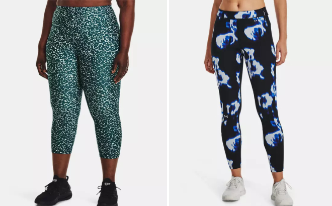 Under Armour Womens HeatGear No Slip Capris Leggings and Printed Leggings