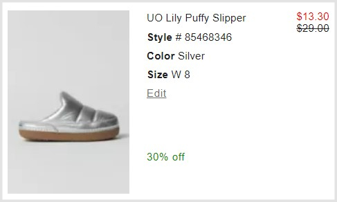 Urban Outfitters Puffy Slippers Checkout