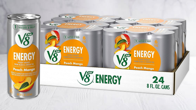 V8 Energy Peach Mango Energy Drinks 24 Pack