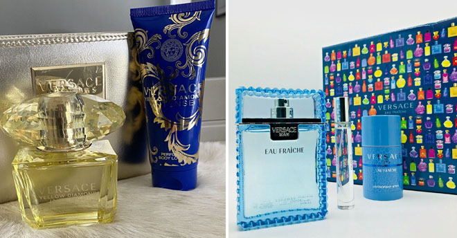 Versace Yellow Diamond Intense Spray and Body Lotion Set and Versace Mens Perfume Set