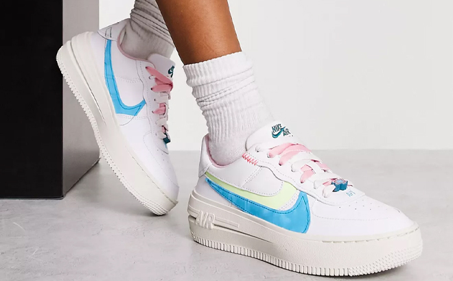 Woman Wearing Nike Air Force 1 PLT.AF.ORM Shoes