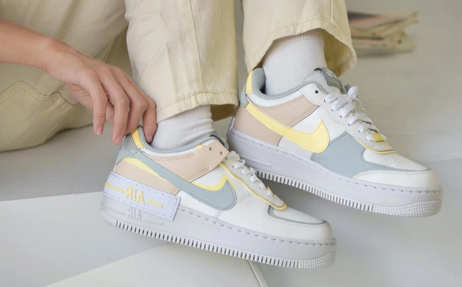 Woman Wearing Nike Air Force 1 Shadow Sneakers