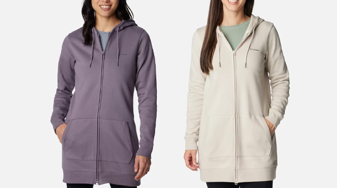 Women Wearing Columbia Rush Valley Long Full Zip Hoodie