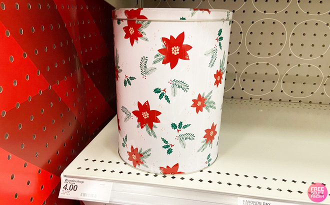 Wondershop Christmas Tall Tin Poinsettia Gift Box