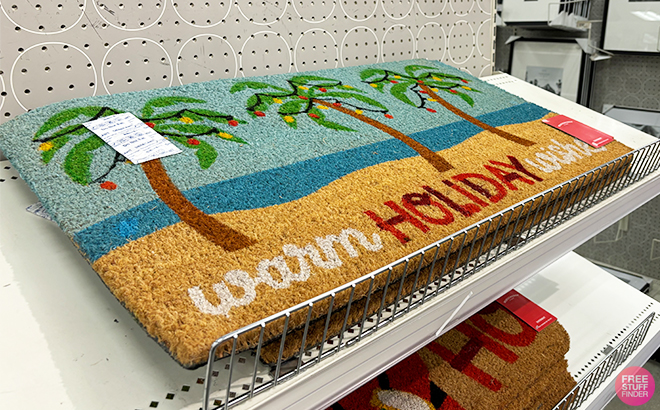 Wondershop Christmas Warm Holiday Wishes Palm Tree Coir Doormat