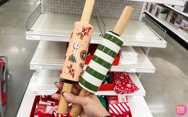 Wondershop Christmas cookies Handled Rolling Pin