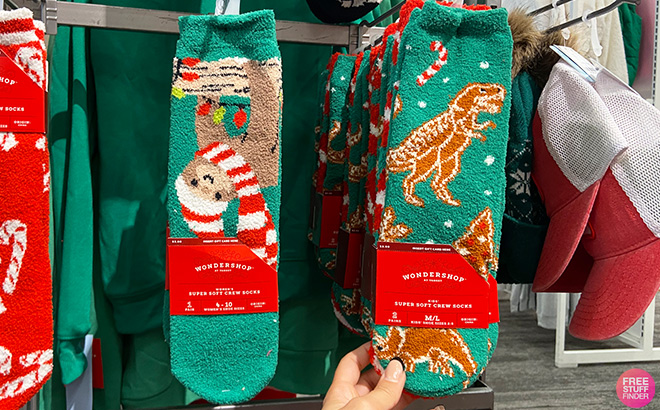 Wondershop Womens Holiday Sloth Cozy Crew Socks and Wondershop Gingerbread Cozy Crew Socks