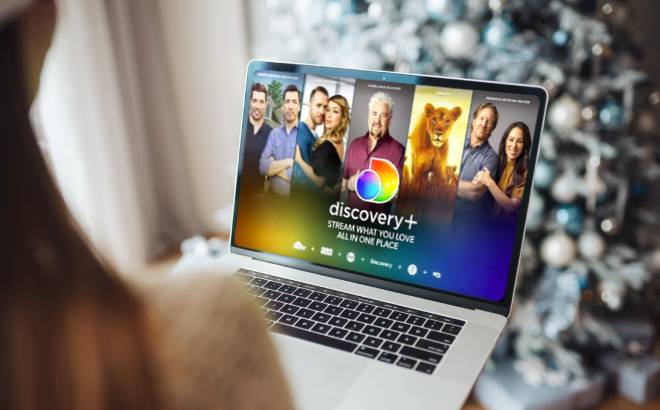 A Laptop with Discovery+ Showing on the Screen