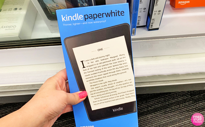 hand Holding a Kindle Paperwhite 2018 Release