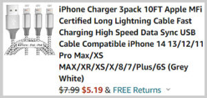 iPhone 3 Pack Lightning Cables Screenshot