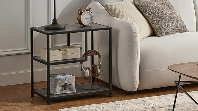 3 Tier End Table with Open Storage Shelves