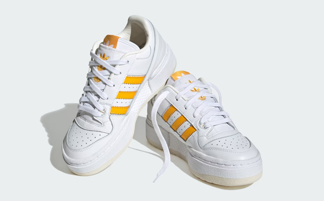 Adidas Womens Forum XLG Shoes in Cloud White Crew Yellow and Off White Color