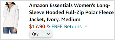Amazon Essentials Womens Fleece Jacket Checkout