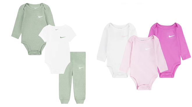 Baby Nike Bodysuits and Pants 3 Piece Set and Baby Nike Long Sleeve 3 Pack Bodysuits