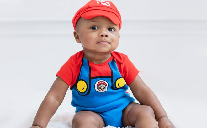 Baby Wearing Super Mario Bros Snap Tee Set