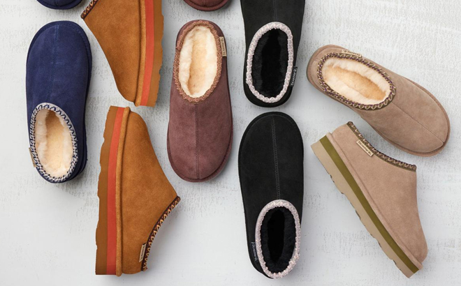 Bearpaw Lucille Water and Stain Repellent Suede Mules in Several Colors