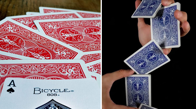 Bicycle Red Playing Cards on the Left Blue Cards on the Right