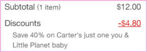 Carters Baby Set at Checkout