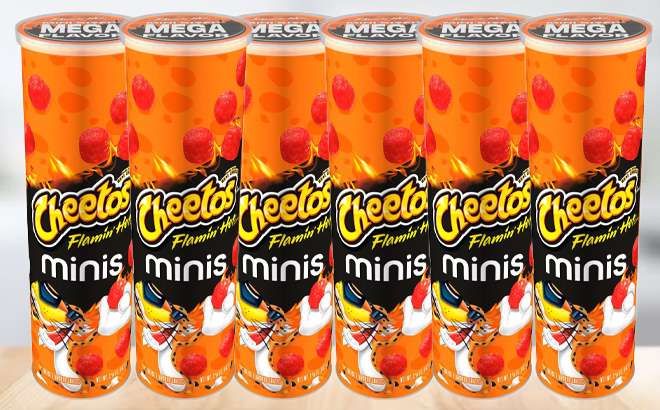 Cheetos 6 Pack Minis Flamin Hot Cheese Canisters 1