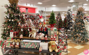 Christmas Trees Gifts and Decorations on Display at a Store