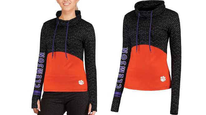 Clemson Tigers Womens Mock Neck Fitted Pullover