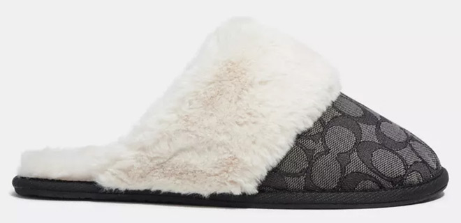 Coach Outlet Ziva Slippers In Signature Jacquard on a White Background