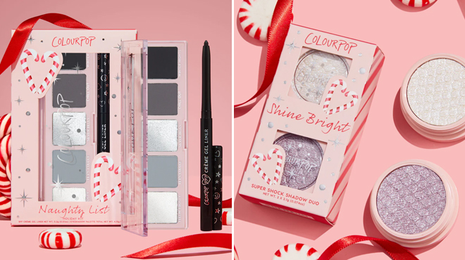 Colourpop naughty list and shine brigh tsuper shock shadow kit