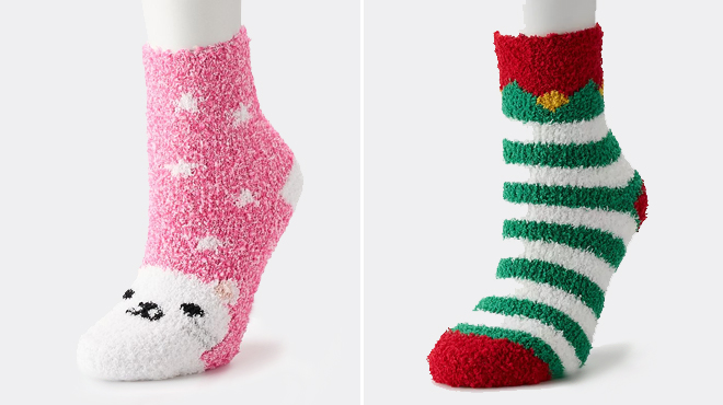 Cozy Cat Crew Socks and Elf Cozy Crew Socks