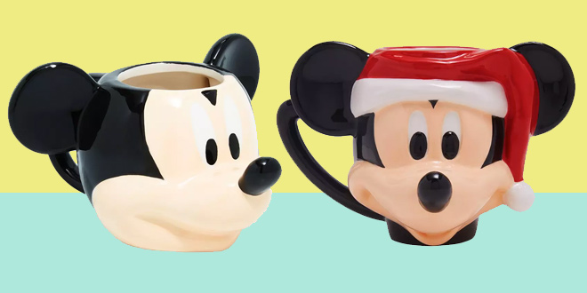 Disney Mickey Mouse Figural Mug and Disney Mickey Mouse Santa Head Mug