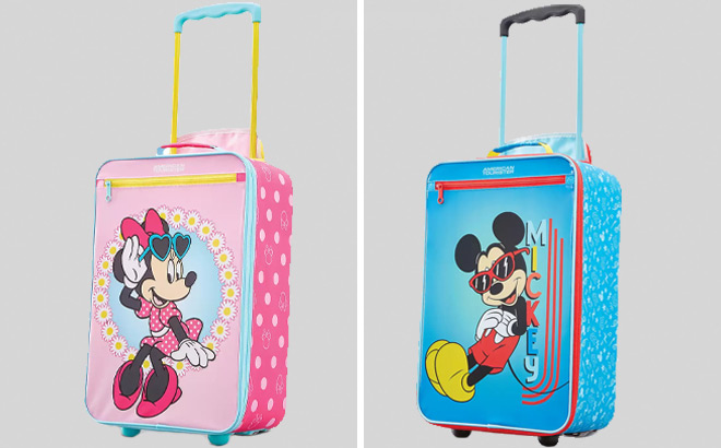 Disneys Minnie and Mickey Mouse Softside Wheeled Carry On Luggage