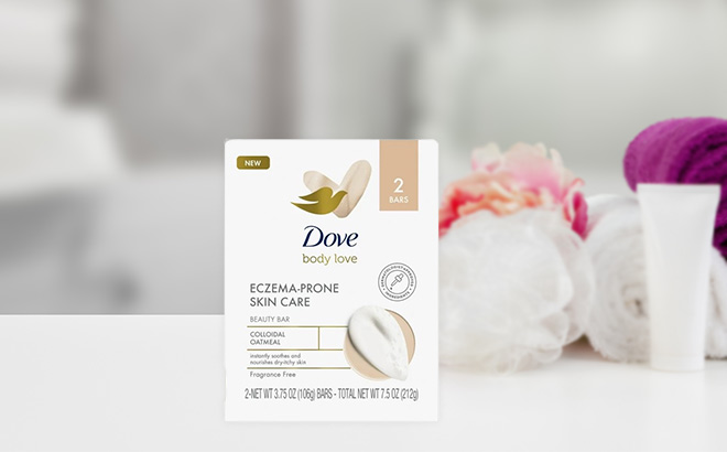Dove Body Love Beauty Bar Soap Eczema Prone Skin Care with Colloidal Oatmeal Fragrance Free