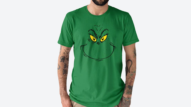 Dr Seuss The Grinch Face Mens Tee