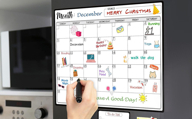 Dry Erase Refrigerator Calendar Board