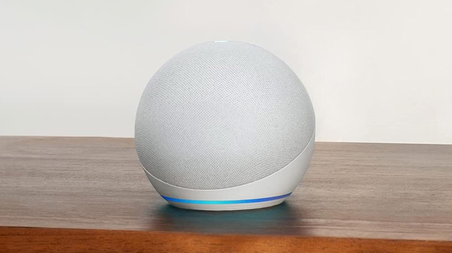 Echo Dot 5th Gen in White on a Table