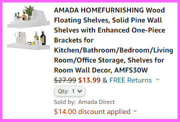 Final Price Breakdown for Amada Home Furnishing 2 pc Floating Shelves