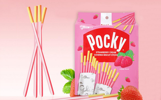 Glico Pocky Strawberry Cream Covered Biscuit Sticks