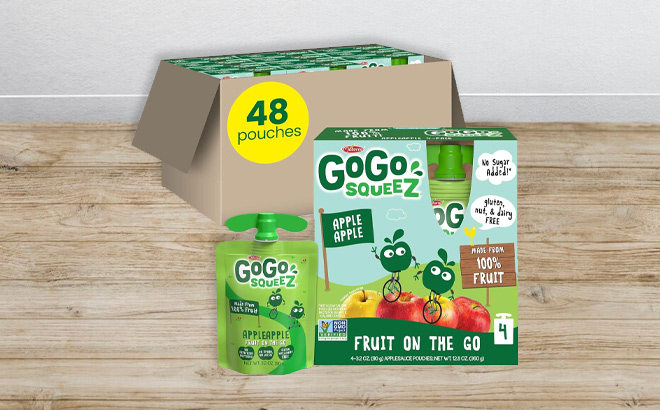 GoGo squeeZ Fruit on the Go Apple Sauce on the Floor