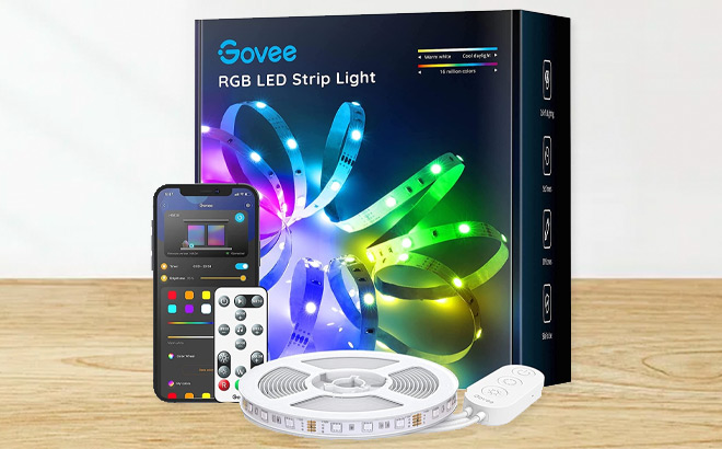 Govee 16 4 Foot Color Changing LED Strip Lights on a Table