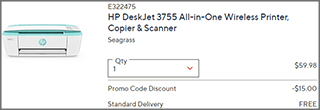 HP DeskJet All in One Wireless Printer Checkout Screenshot