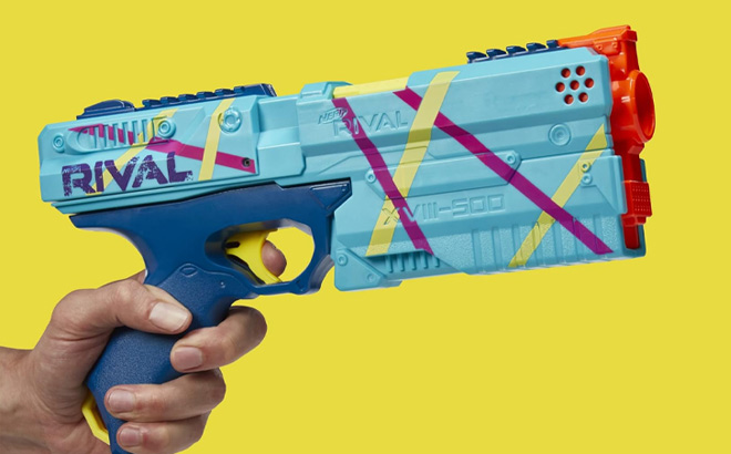 Hand Holding NERF Rival Kronos XVIII 500 Blaster