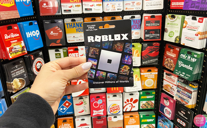 Hand Holding Roblox Physical Gift Card