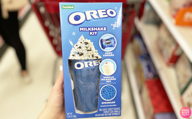 Hand Holding an Oreo Milkshake Kit